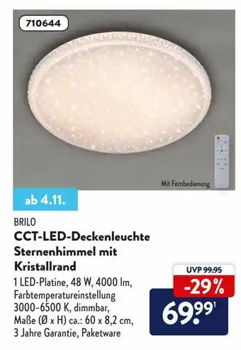 Aldi Nord Brilo Cct-led-deckenleuchte Sternenhimmel Mit Kristallrand Angebot