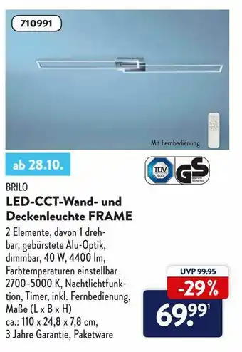 Aldi Nord Brilo Led-cct-wand- Und Deckenleuchte Frame Angebot