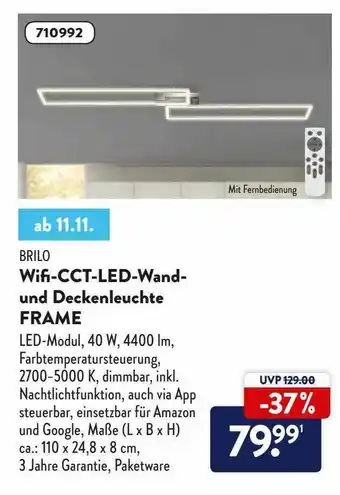 Aldi Nord Brilo Wifi-cct-led-wand- Und Deckenleuchte Frame Angebot