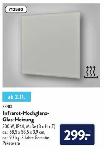 Aldi Nord Fenix Infrarot-hochglaz-glas-heizung Angebot