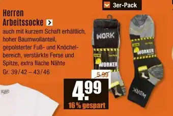 V Baumarkt Herren Arbeitssocke 3er-Pack Angebot