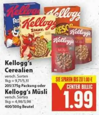 E-Center Kellogg's Cerealien Oder Müsli Angebot