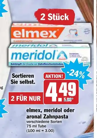 AEZ Elmex, Meridol oder aronal Zahnpasta 75ml Angebot