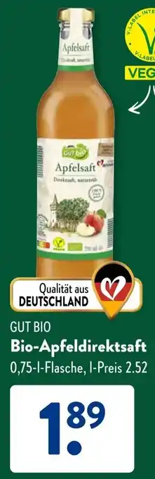 Aldi Süd GUT BIO Bio-Apfeldirektsaft 0,75 L Flasche Angebot