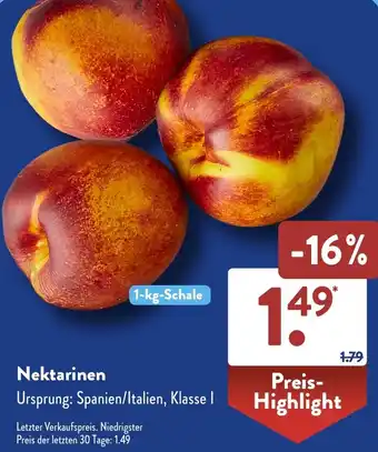 Aldi Süd Nektarinen 1 kg Schale Angebot