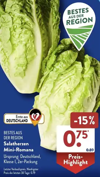 Aldi Süd BESTES AUS DER REGION Salatherzen Mini-Romana Angebot