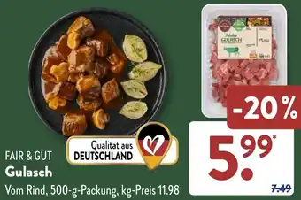 Aldi Süd FAIR & GUT Gulasch 500 g Packung Angebot