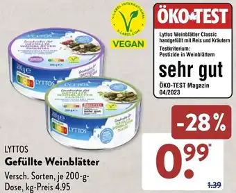 Aldi Süd LYTTOS Gefüllte Weinblätter 200 g Dose Angebot