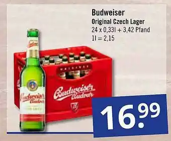 GetränkePartner Budweizer Original Czech Lager Angebot