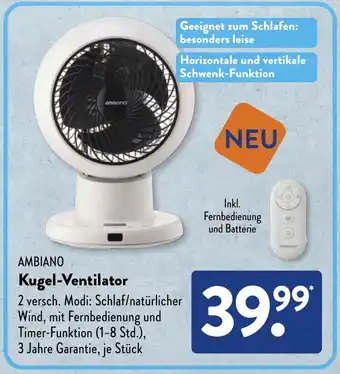 Aldi Süd AMBIANO Kugel-Ventilator Angebot