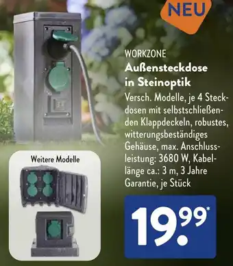 Aldi Süd WORKZONE Außensteckdose in Steinoptik Angebot