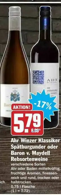 Hit Ahr Winzer Klassiker Spätburgunder Oder Baron V. Maydell Rebsortenweine Angebot