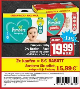 Hit Pampers Baby Dry Dreier-pack Angebot