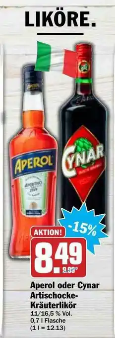 Hit Aperol Oder Cynar Artischoke-kräuterlikör Angebot