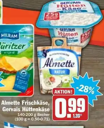 Hit Almette Frischkäse, Gervais Hüttenkäse Angebot