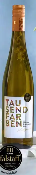 Aldi Süd 2022 TAUSENDFARBEN Grauer Burgunder QbA 0,75 L Flasche Angebot