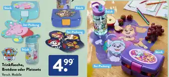 Aldi Süd PAW PATROL Trinkflasche, Brotdose oder Platzsets Angebot