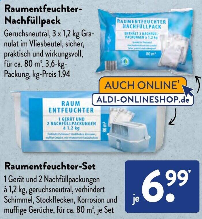 Raumentfeuchter-Nachfüllpack oder Raumentfeuchter-Set Angebot bei Aldi Süd