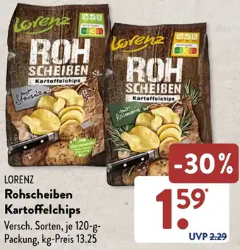 Aldi Süd LORENZ Rohscheiben Kartoffelchips 120 g Packung Angebot