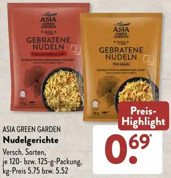 Aldi Süd ASIA GREEN GARDEN Nudelgerichte 120-125 g Packung Angebot