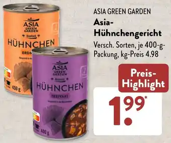 Aldi Süd ASIA GREEN GARDEN Asia Hühnchengericht 400 g Packung Angebot