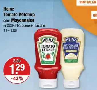 V Markt Heinz Tomato Ketchup oder Mayonnaise je 220-ml-Squeeze-Flasche Angebot