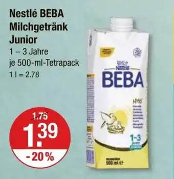 V Markt Nestlé BEBA Milchgetränk Junior je 500-ml-Tetrapack Angebot