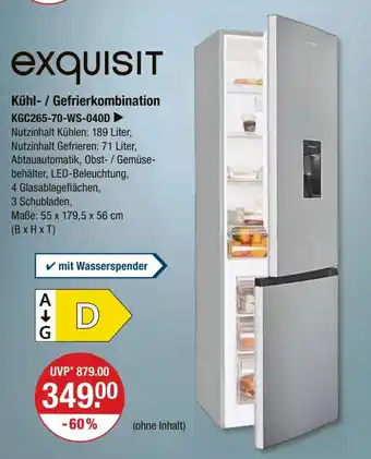 V Markt Kühl-/Gefrierkombination KGC265-70-WS-040D Angebot