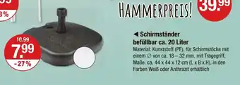 V Markt Schirmständer befüllbar ca. 20 Liter Angebot