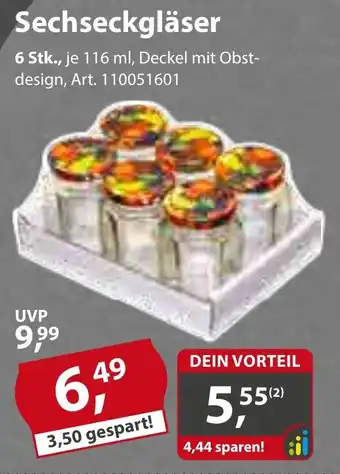 Sonderpreis Baumarkt Sechseckgläser 6 Stk., je 116 ml Angebot