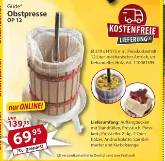 Sonderpreis Baumarkt Güde Obstpresse OP 12 Angebot