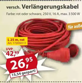 Sonderpreis Baumarkt versch. Verlängerungskabel 25m Angebot