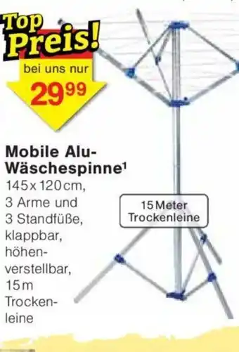 Jawoll Mobile Alu- Wäschespinne¹ 145x120cm, Angebot