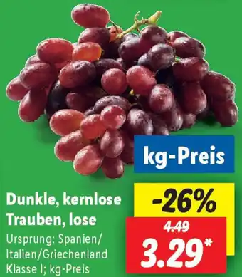 Lidl Dunkle, kernlose Trauben, lose Angebot