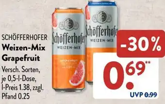 Aldi Süd SCHÖFFERHOFER Weizen-Mix Grapefruit 0,5 L Dose Angebot