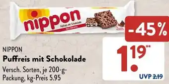 Aldi Süd NIPPON Puffreis mit Schokolade 200 g Packung Angebot
