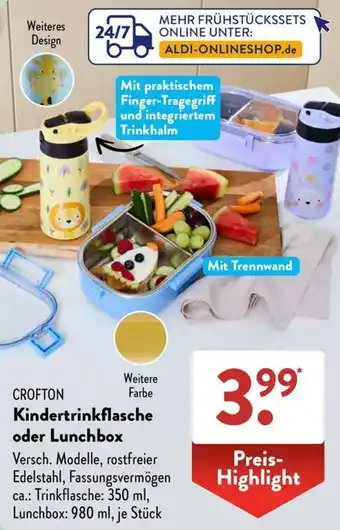 Aldi Süd CROFTON Kindertrinkflasche oder Lunchbox Angebot