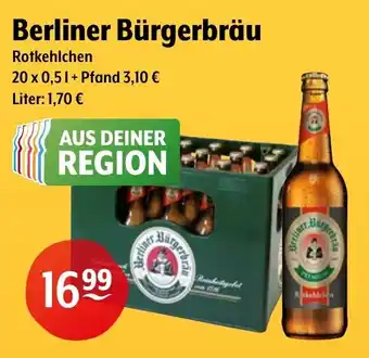 Getränke Hoffmann Berliner Bürgerbräu Rotkehlchen 20*500ml Angebot