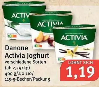 Feneberg Danone Activia Joghurt 400g/4x110/115g Becher Angebot