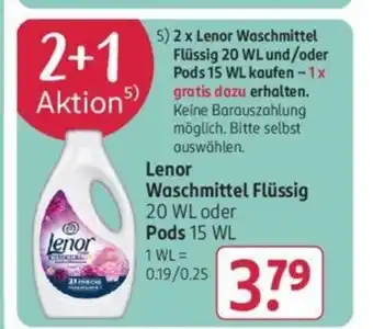 Rossmann Lenor Waschmittel Flüssig 20 WL oder Pods 15 WL Angebot