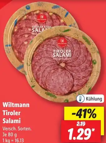 Lidl Wiltmann Tiroler Salami 80 g Angebot
