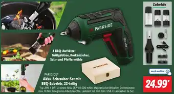 Lidl PARKSIDE Akku-Schrauber-Set mit BBQ-Zubehör, 22-teilig Angebot