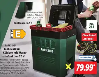 Lidl PARKSIDE Mobile Akku Kühlbox mit Warmhaltefunktion 20 V Angebot