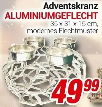 CENTERSHOP Adventskranz Aluminiumgeflecht 35 x 31 x 15 cm Angebot