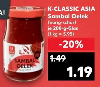 Kaufland K-CLASSIC ASIA Sambal Oelek 200-g-Glas Angebot