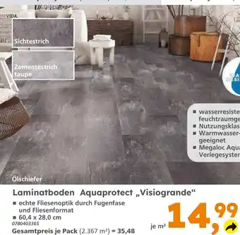 Globus Baumarkt Laminatboden Aquaprotect „Visiogrande" Angebot