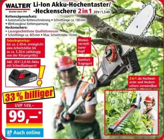 Norma WALTER Li-Ion Akku-Hochentaster/ Heckenschere 2in1 20v/1,5Ah Angebot