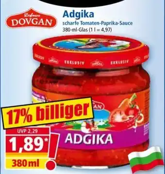 Norma DOVGAN Adgika scharfe Tomaten-Paprika-Sauce 380 ml Glas Angebot