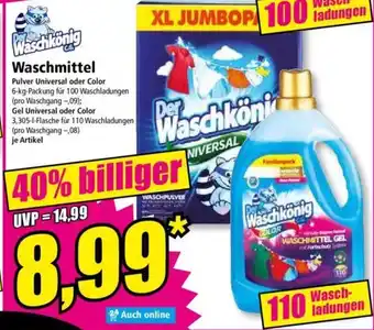 Norma Waschkönig Waschmittel Pulver Universal oder Color 6-kg-Packung Angebot