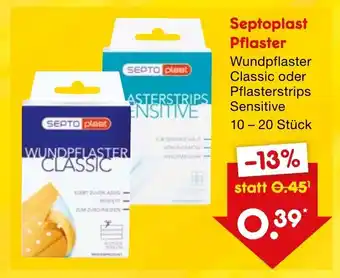 Netto Marken-Discount Septoplast Pflaster Wundpflaster Classic oder Pflasterstrips Sensitive Angebot